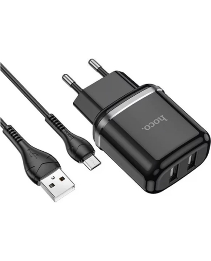 СЗУ 2USB 2.4A для micro USB Hoco N4 1м (Black)