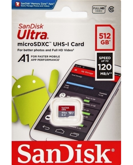 Карта памяти microSDXC 512 ГБ SanDisk Ultra (SDSQUAC-512G-GN6MN)