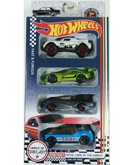 Набор метал.машинок Hot Wheels 4шт.в кор.20*11