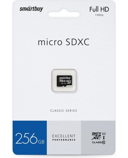 Карта памяти SmartBuy microSDXC 256GB (UHS-1, Class 10) без адаптера