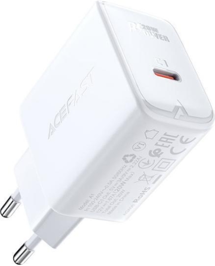 СЗУ ACEFAST A1 PD20W single USB-C charger (EU). Цвет: белый