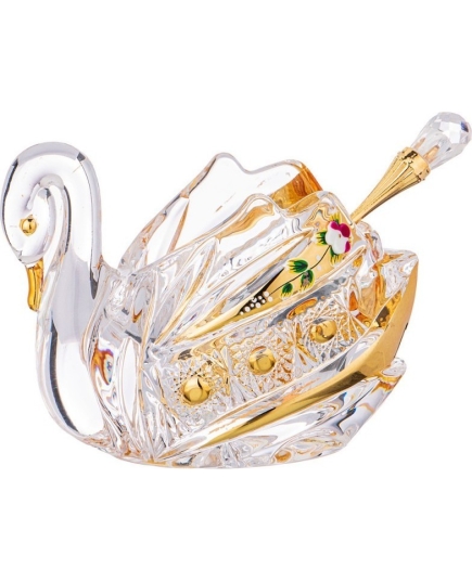 ИКОРНИЦА "ЛЕБЕДЬ LEFARD GOLD GLASS" 11*7 СМ. ВЫСОТА=8,5 СМ. С ЛОЖКОЙ (КОР=48ШТ.) 195-123 Lefard