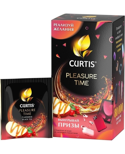 Чай черный Curtis "Pleasure Time", с добавками, 25 сашетов