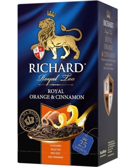 Чай черный Richard "Royal Orange & Cinnamon", с добавками, 25 сашетов