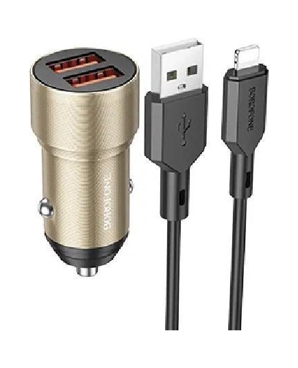 АЗУ Borofone BZ19 2USB 2.4A 12W для Lightning 8-pin (Gold)