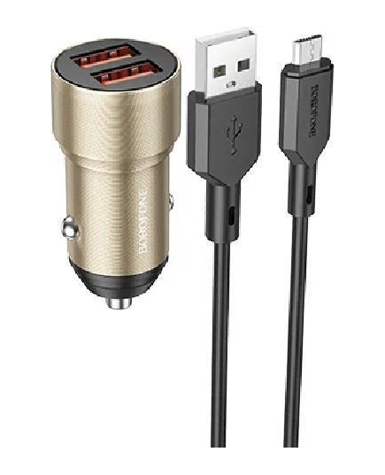 АЗУ Borofone BZ19 2USB 2.4A W12 для micro USB (Gold)