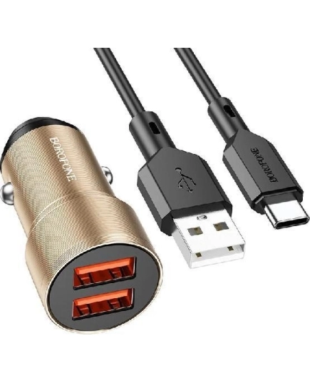 АЗУ Borofone BZ19 2USB 2.4A W12 для Type-C (Gold)