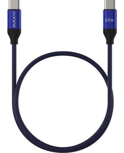 Кабель Maxvi MCw-60TT blue USB-C USB-C, 3A