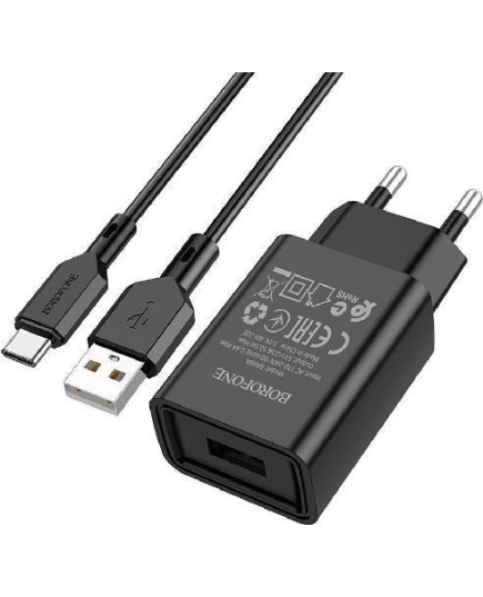 СЗУ BOROFONE BA68A 1USB 2.1A для Type-C (Black)