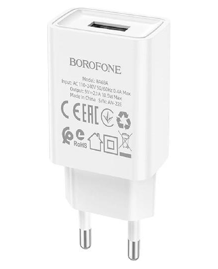 СЗУ BOROFONE BA68A 1USB 2.1A (White)