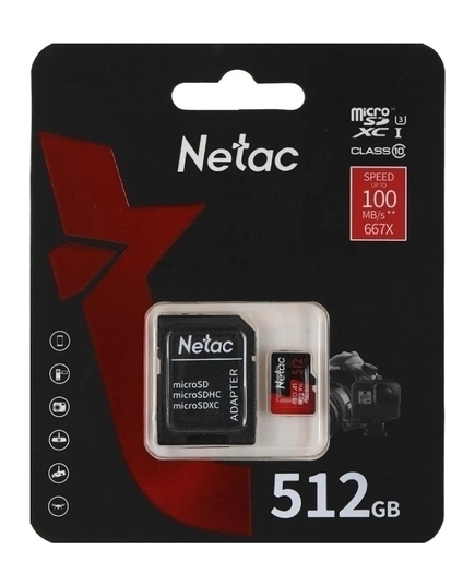 Карта памяти microSDXC 512 ГБ Netac P500 PRO (NT02P500PRO-512G-R)