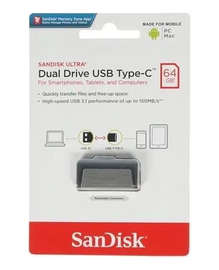 флеш-драйв SANDISK 64GB Type-C Ultra Dual Drive Go (SDDDC3-064G-G46)