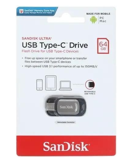 флеш-драйв SANDISK 64GB Ultra USB 3.1 Type-C (SDCZ460-064G-G46)