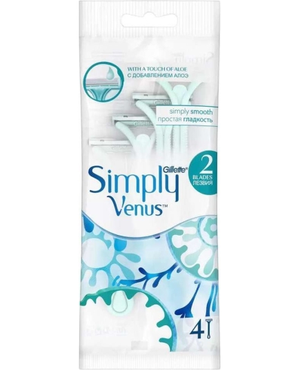 Станок для бритья женский одноразовый Gillette Simply Venus-2, 4 шт