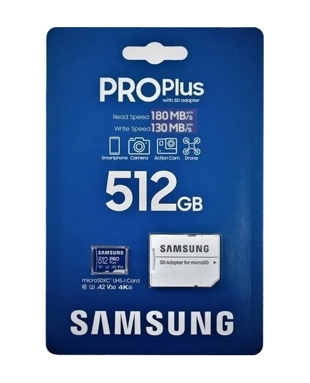 Карта памяти microSDXC 512 ГБ Samsung PRO PLUS (MB-MD512SA/EU)