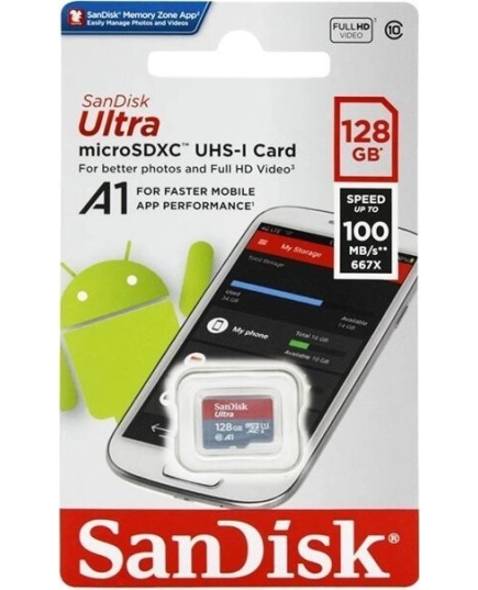 Карта памяти SanDisk Ultra microSDXC 128GB (UHS-I, Class 10) без адаптера