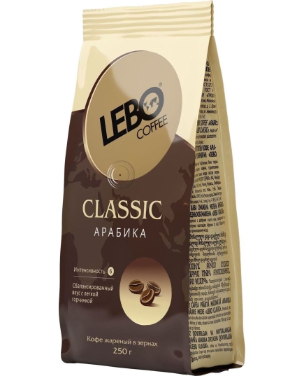 Кофе в зернах Lebo Classic Arabica, 250 г.